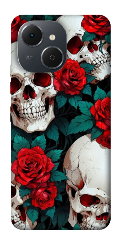 Чехол на TECNO Spark 40C skull and rose фото 1 из 1