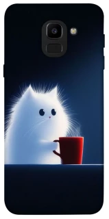 Чехол на Samsung J600F Galaxy J6 (2018) Чехол кот с кофе фото 1 из 1