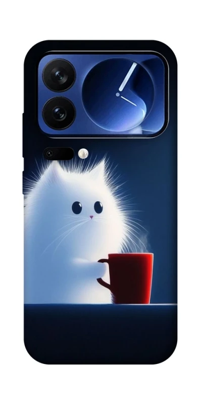 Чехол на Xiaomi Poco F7 Ultra Чехол кот с кофе фото 1 из 1