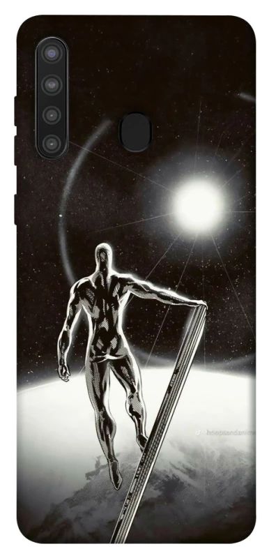 Чехол на Samsung Galaxy A21 Серебряный сёрфер фото 1 из 1