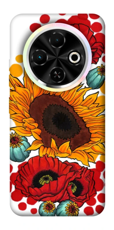 Чохол на TECNO Spark 30C Соняшники та маки фото 1 з 1