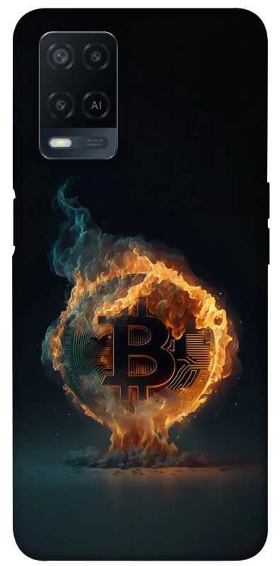 Чехол на Oppo A54 4G Fire Bitcoin фото 1 из 1