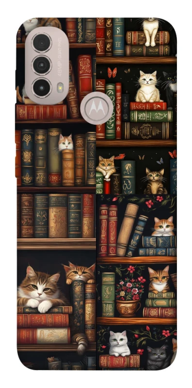 Чохол на Motorola Moto E40 Cats & Books фото 1 з 1