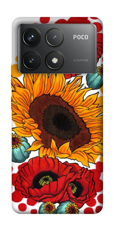 Чохол на Xiaomi Poco F6 Pro Соняшники та маки фото 1 з 1