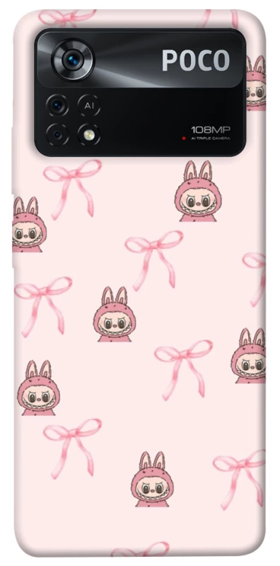 Чохол на Xiaomi Poco X4 Pro 5G Pink bows and Labubus фото 1 з 1