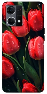 Чохол на Oppo Reno 7 4G Червоні тюльпани фото 1 з 1
