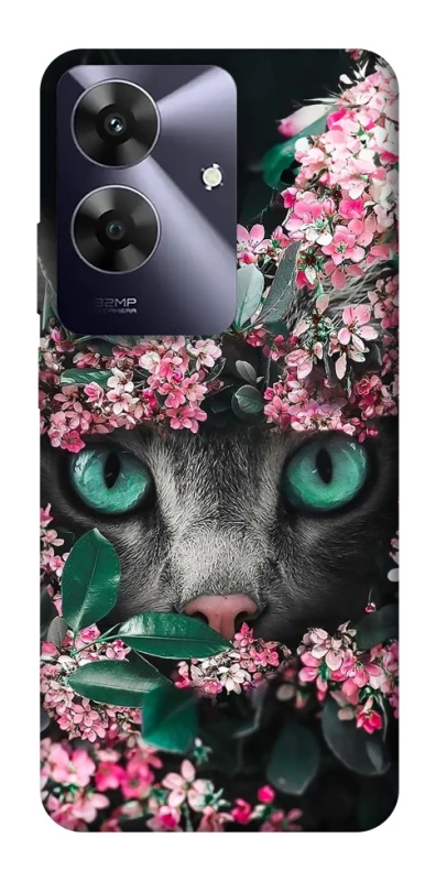 Чохол на Realme Note 60 Кіт в квітах фото 1 з 1