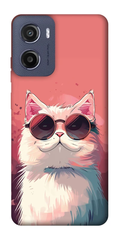 Чохол на Motorola Moto E15 Сat with glasses фото 1 з 1