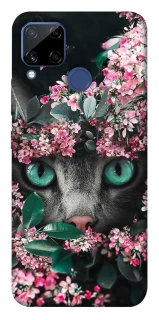 Чохол на Realme C15 Кіт в квітах фото 1 з 1