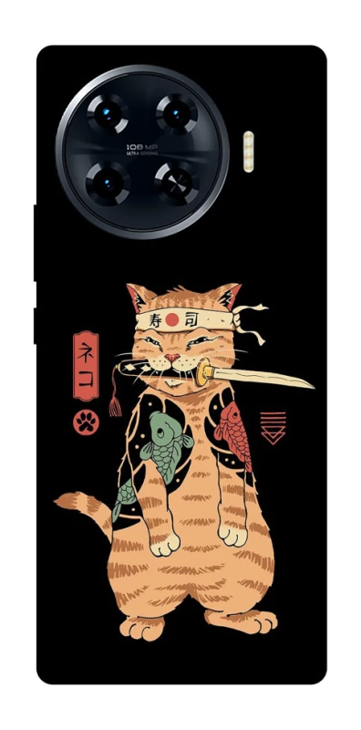 Чохол на TECNO Spark 20 Pro+ Кіт-самурай фото 1 з 1