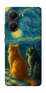 Чохол на Xiaomi Poco X6 Pro Cats under the stars фото 1 Чохол на Xiaomi Poco X6 Pro Cats under the stars фото 1 з 1