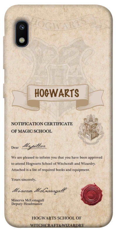 Чехол на Samsung Galaxy A10 (A105F) The Hogwarts acceptance letter фото 1 из 1