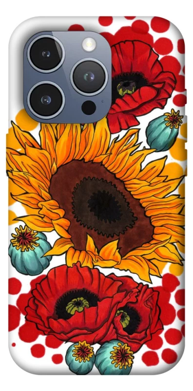 Чехол на Apple iPhone 16 Pro Max Подсолнечники и маки фото 1 из 1