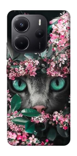 Чехол на Xiaomi Redmi Note 14 4G (Europe version) Кот в цветах фото 1 из 1