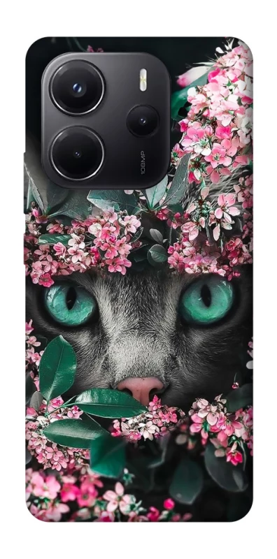 Чехол на Xiaomi Redmi Note 14 5G Кот в цветах фото 1 из 1