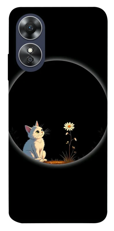 Чехол на Oppo A17 Cat and flower фото 1 из 1