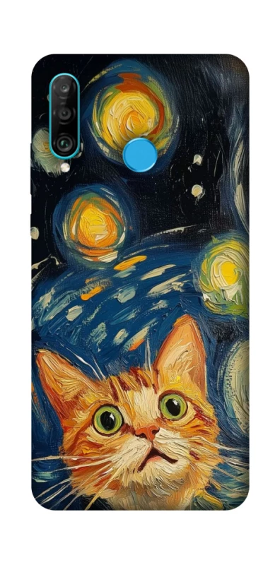 Чехол на Huawei P30 lite paint cat фото 1 из 1