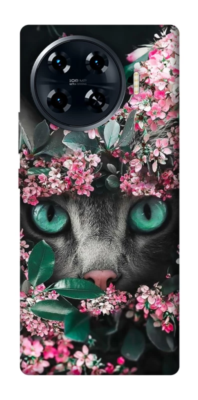 Чохол на TECNO Spark 20 Pro+ Кіт в квітах фото 1 з 1