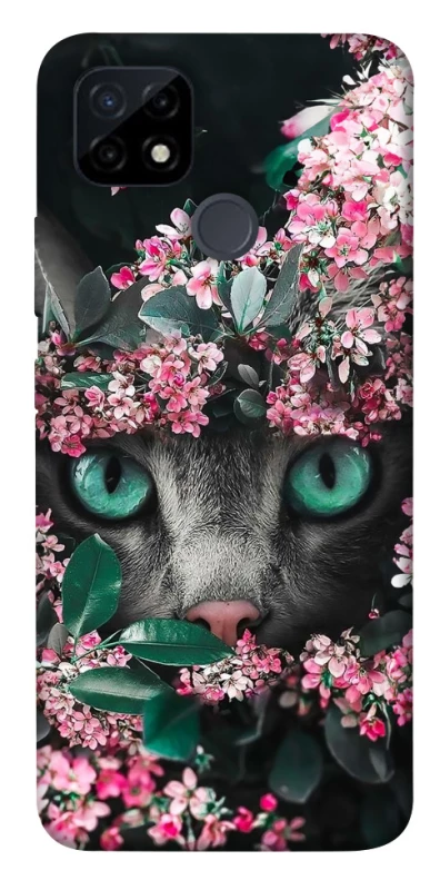 Чохол на Realme C21Y Кіт в квітах фото 1 з 1