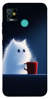 Чехол на TECNO POP 5 Чехол кот с кофе фото 1 из 1