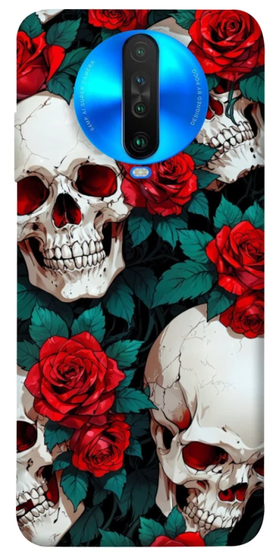 Чохол на Xiaomi Poco X2 skull and rose фото 1 з 1