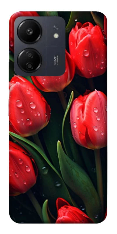 Чехол на Xiaomi Poco C65 Красные тюльпаны фото 1 из 1