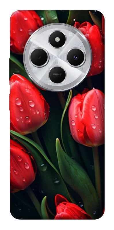 Чохол на Xiaomi Redmi 14C / Poco C75 Червоні тюльпани фото 1 з 1