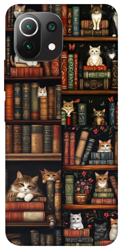 Чехол на Xiaomi Mi 11 Lite Cats & Books фото 1 из 1