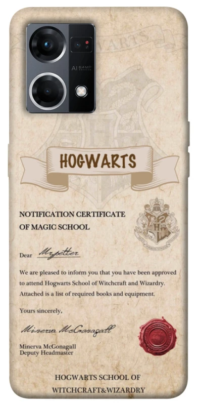 Чехол на Oppo Reno 7 4G The Hogwarts acceptance letter фото 1 из 1