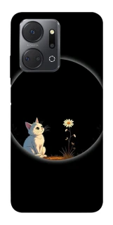 Чохол на Huawei Honor X7a Cat and flower фото 1 з 1