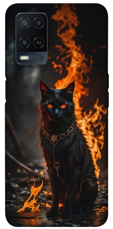 Чехол на Oppo A54 4G Огненный кот фото 1 из 1