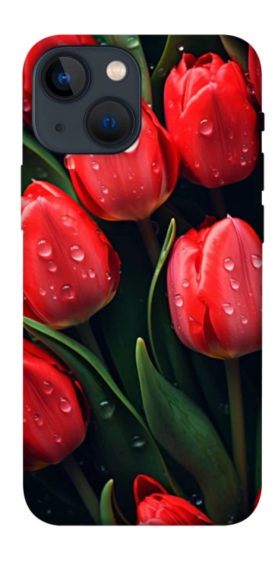 Чехол на Apple iPhone 13 mini (5.4") Красные тюльпаны фото 1 из 1