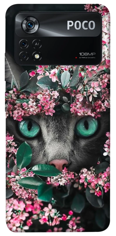 Чехол на Xiaomi Poco X4 Pro 5G Кот в цветах фото 1 из 1