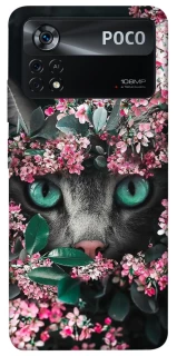 Чохол на Xiaomi Poco X4 Pro 5G Кіт в квітах фото 1 з 1