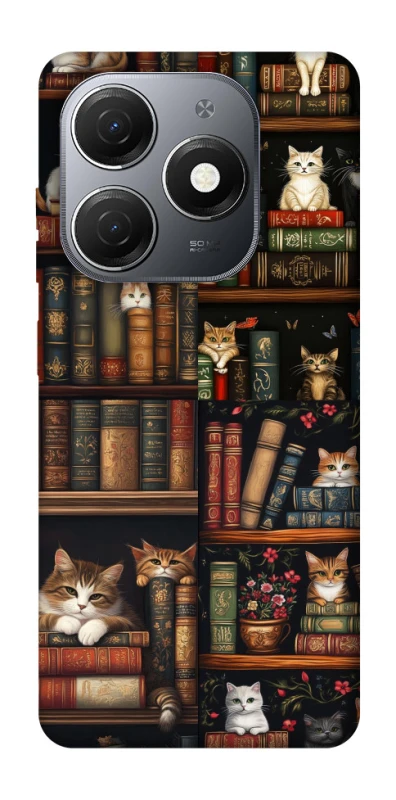 Чехол на TECNO Spark 20 Cats & Books фото 1 из 1