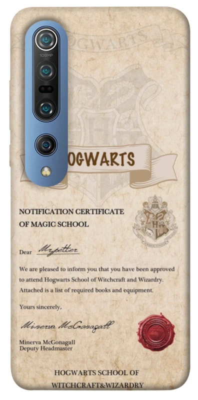 Чехол на Xiaomi Mi 10 / Mi 10 Pro The Hogwarts acceptance letter фото 1 из 1