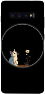 Чехол на Samsung Galaxy S10+ Cat and flower фото 1 из 1