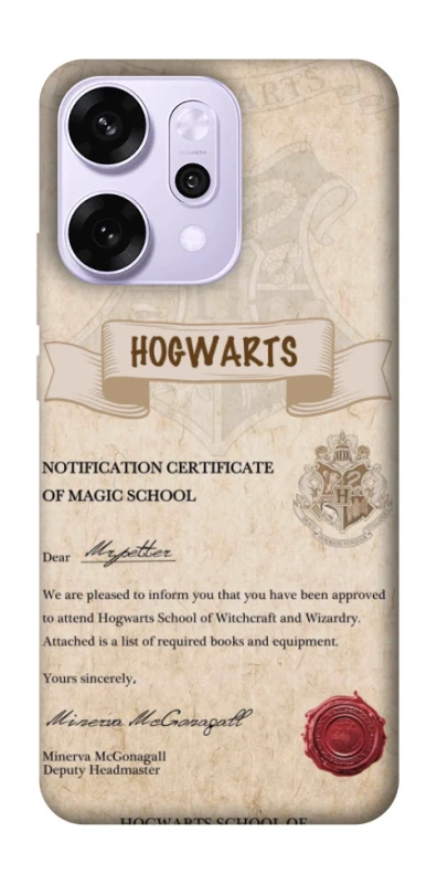 Чехол на Oppo Reno 14 Pro The Hogwarts acceptance letter фото 1 из 1