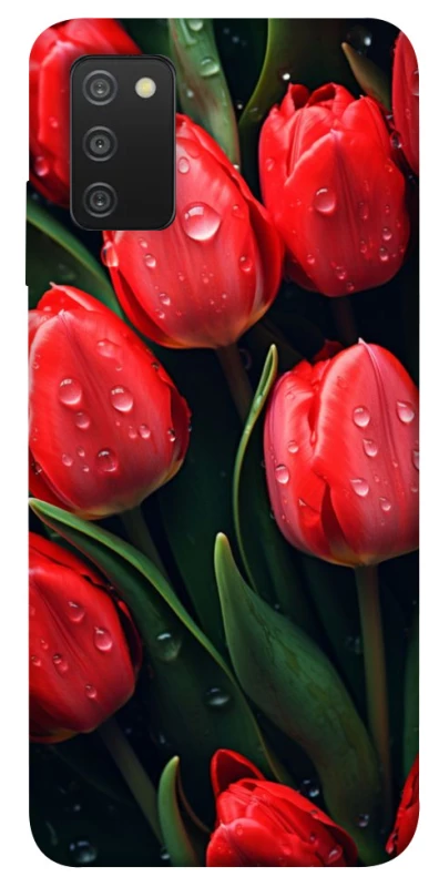 Чохол на Samsung Galaxy A03s Червоні тюльпани фото 1 з 1