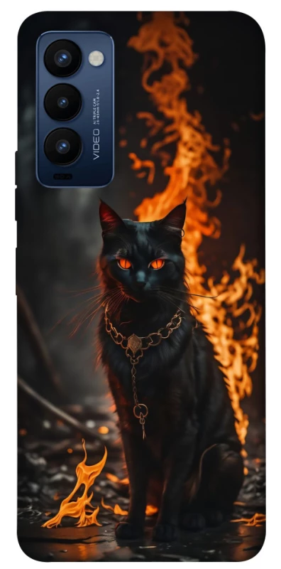 Чехол на TECNO Camon 18 Огненный кот фото 1 из 1