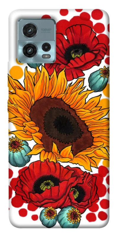 Чохол на Motorola Moto G72 Соняшники та маки фото 1 з 1