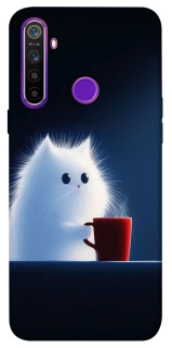 Чехол на Realme 5 Чехол кот с кофе фото 1 из 1