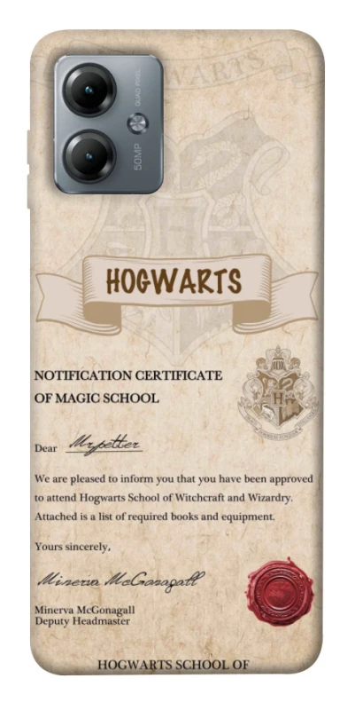 Чехол на Motorola Moto G14 The Hogwarts acceptance letter фото 1 из 1