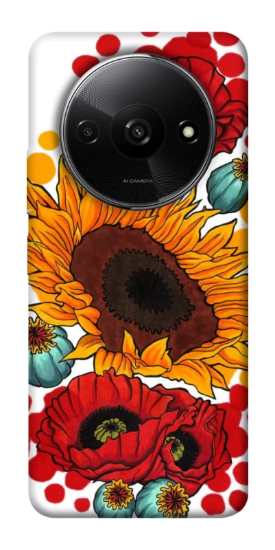 Чохол на Xiaomi Redmi A3 Соняшники та маки фото 1 з 1