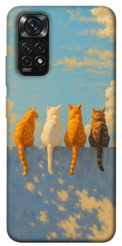 Чехол на Xiaomi Redmi Note 11 (Global) / Note 11S cats on wall фото 1 из 1
