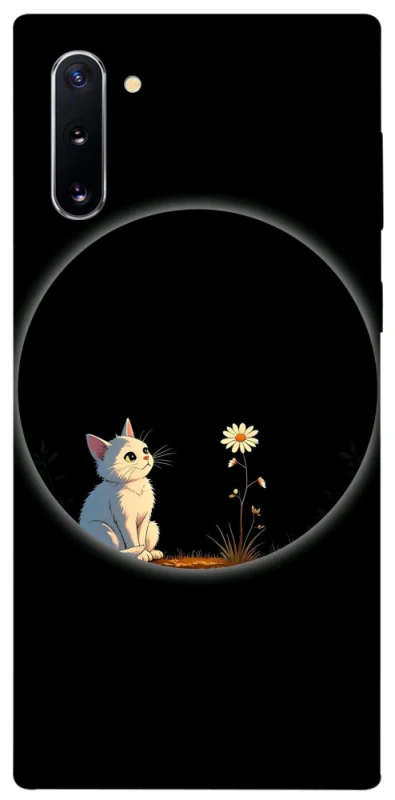Чехол на Samsung Galaxy Note 10 Cat and flower фото 1 из 1