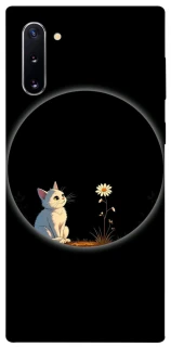 Чехол на Samsung Galaxy Note 10 Cat and flower фото 1 из 1