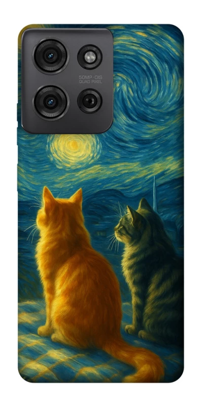 Чехол на Motorola Moto G75 Cats under the stars фото 1 из 1