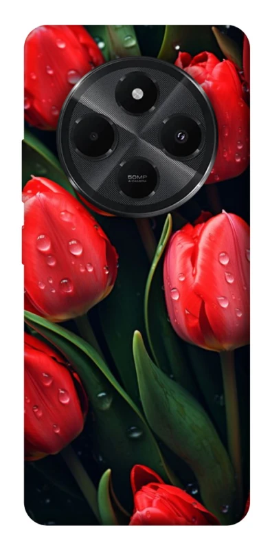 Чехол на Xiaomi Poco M7 Красные тюльпаны фото 1 из 1