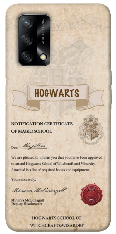 Чехол на Oppo A74 4G The Hogwarts acceptance letter фото 1 из 1